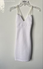 Guess Womens White Sleeveless Spaghetti Strap Back Zip Bodycon Dress Size XS