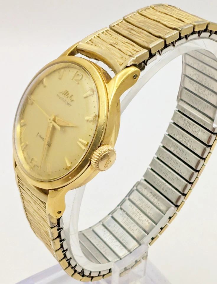 Vintage Mido Multifort Powerwind Mens Watch Gold Tone Manual Swiss Keeps Time - Image 3 of 4