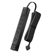 10Ft Extension Cord with Multiple Outlets, SUPERDANNY Flat Plug Surge Protector