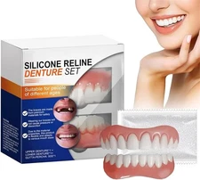 Premium Silicone Denture Reline Kit - Soft Reline Set for Secure Upper/Lower Den
