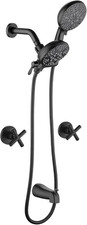Matte Black 2-Handle Shower Faucet Set with Tub Spout Trim Kit
