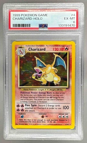 133191470 Charizard 1999 Pokemon Unlimited #4 Rare Holo PSA 6