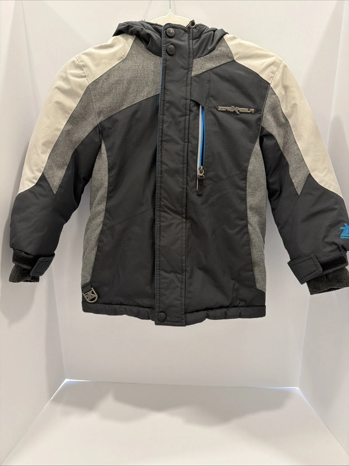 ZeroXposur Winter Snow Jacket Coat With Liner Size 8 Medium Grey, White, Blue