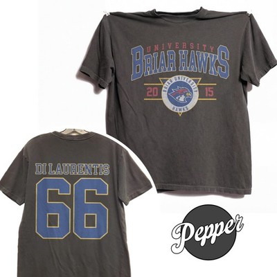 Dean Di Laurentis #66 Briar Hawks University Vintage Comfort Color 2 Side Shirt