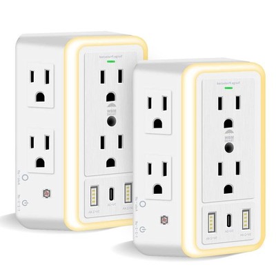 WBM Smart Multi Plug Outlet, Surge Protector, 6-Outlet Extender with 2 USB Ch...