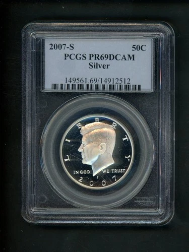 2007-S SILVER US Kennedy Half Dollar 50c .50 PCGS PR69 DCAM Proof Deep Cameo Gem