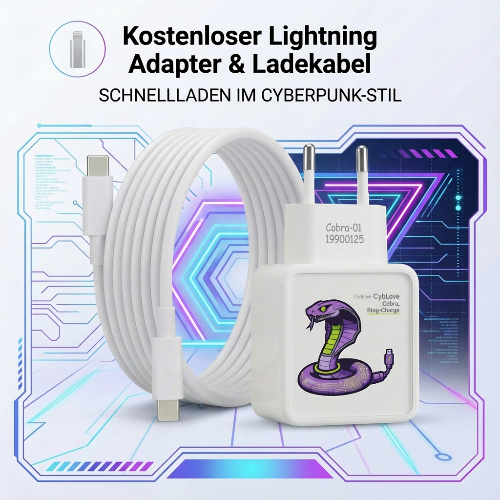 Cyberpunk Design 20W USB-C PD Charger Dual For iPhone Samsung Cable Adapter