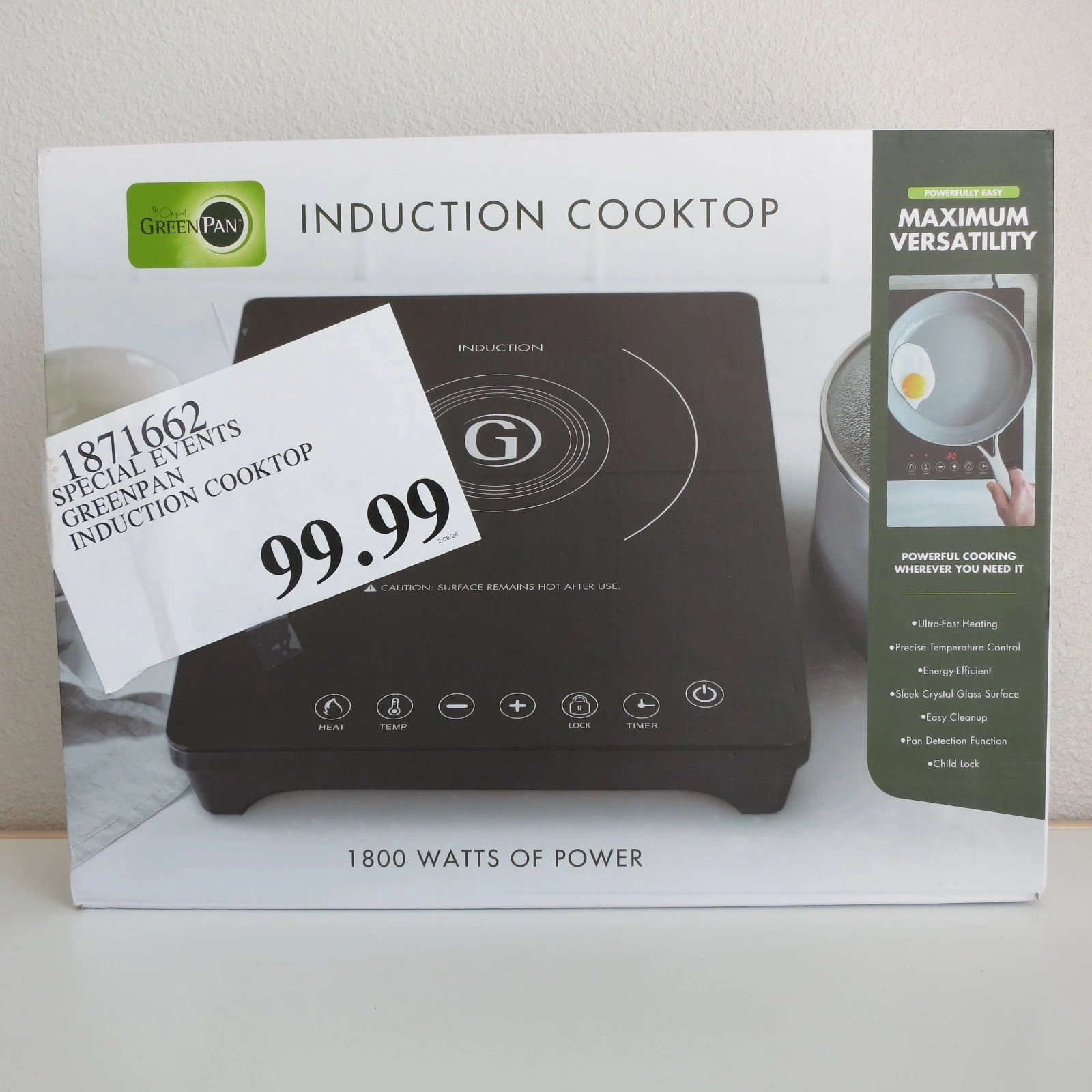 GreenPan 1800W Portable Electric Induction Cooktop – New in Box – Costco Item
Opens in a new window