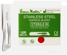 Swann-Morton 10R Surgical Blades 100 pack, Stainless Steel Blade 0390 Authentic