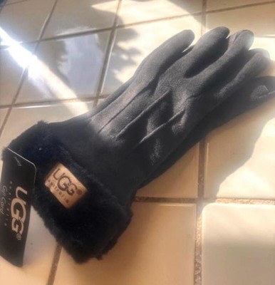 UGG Ladies Gloves Fleece Lined ~Touchscreen~ BLACK ~ FREE Same Day Ship w/track