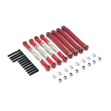 Red Chassis Pull Rods Turnbuckle Rod Linkage Set For MN D90 D91 D99 1/12 RC Car.