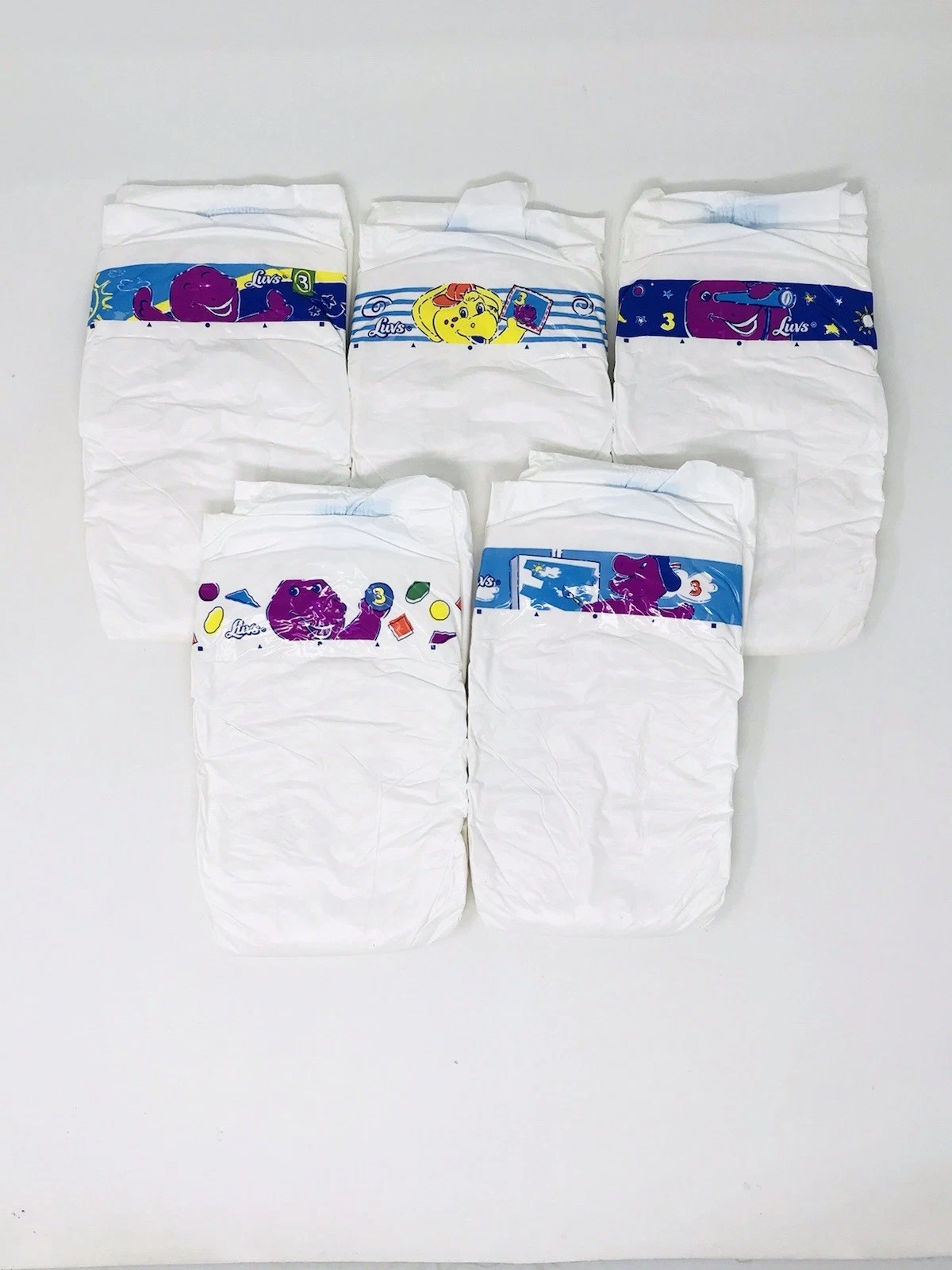 Vintage Luvs PLASTIC Diapers Size 3 BARNEY SET 2000 Lot of 5
Opens in a new window or tab