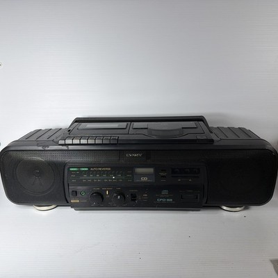 Sony CFD-68 CD Radio Cassette Corder Boom box Black Bass Boost TESTED WORKS