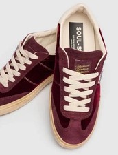 NEW Golden Goose Soul Star Sneakers Burgundy Wine Velvet White Size 37 US 7