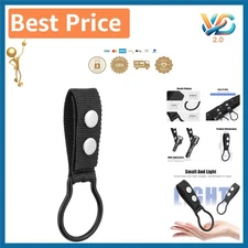 Portable Nylon Flashlight Ring Holder with Dual Snap Clip for Duty Belts - Black