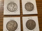Lot of 4 Walking Liberty Half Dollars (3x) 1943s & (1x)1944  90% Silver US Coins