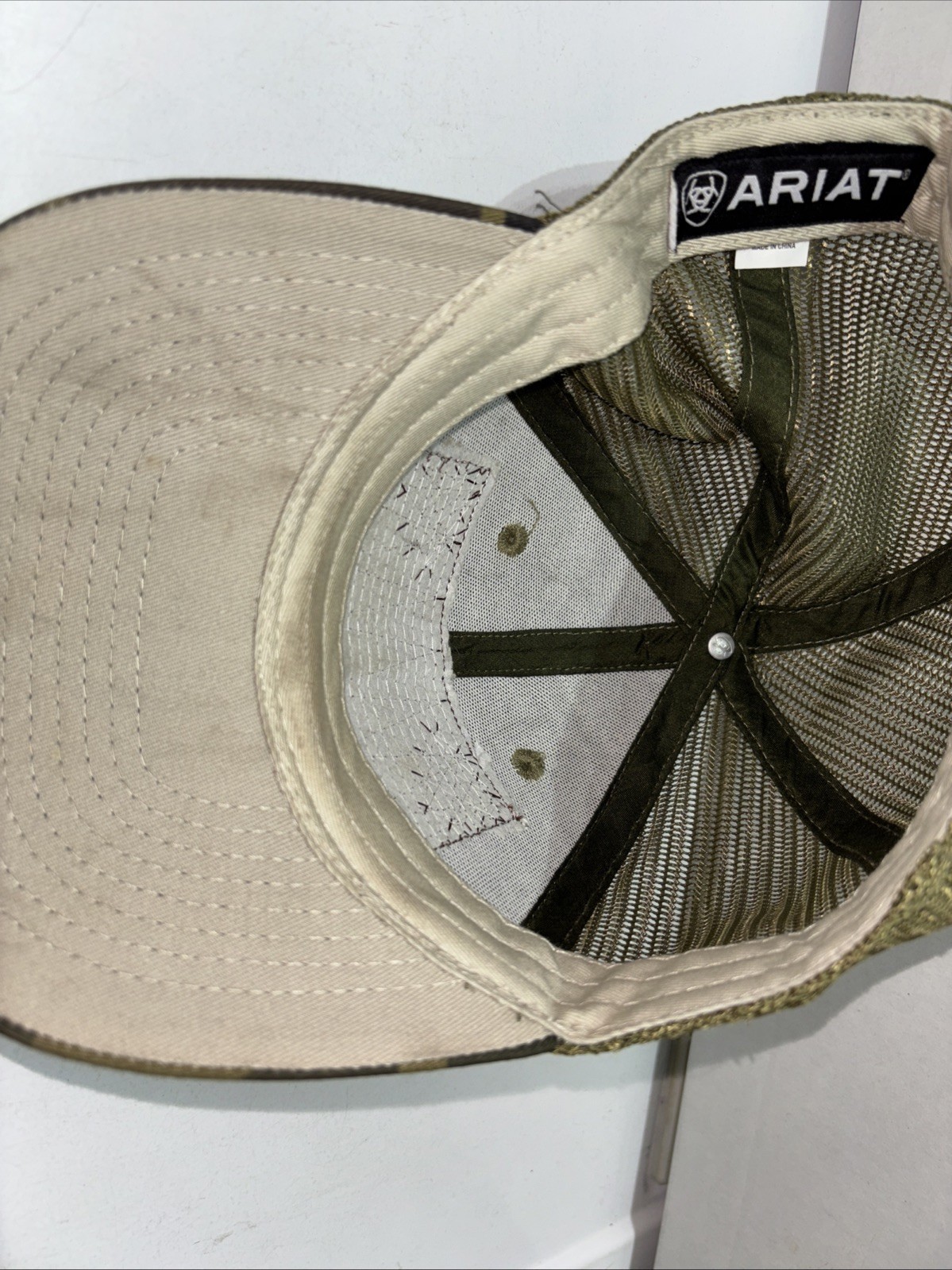 Ariat Flag Patch Baseball Hat Cap Green Camo Mesh… - image 8