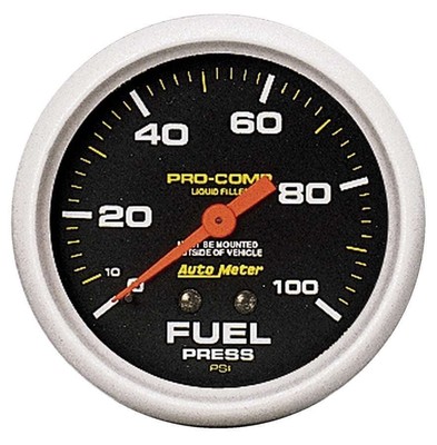 Autometer 5412 Pro-Comp Fuel Pressure Gauge, 2-5/8'', 100 PSI, Liquid Filled Mech
