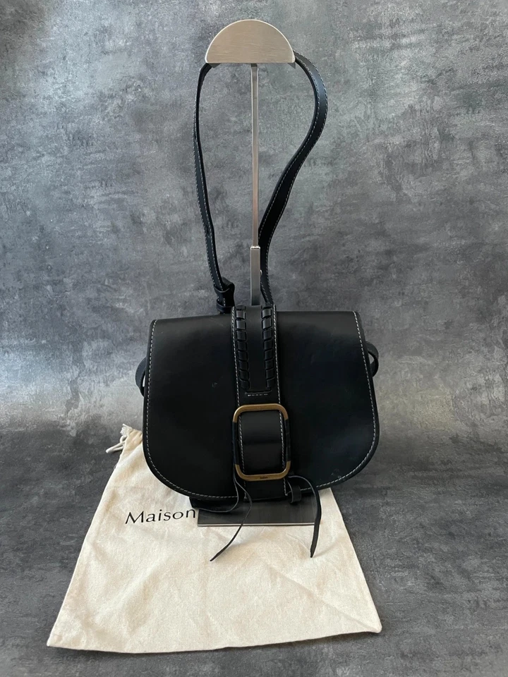 petit sac à main en bandoulière ba&sh teddy noir cuir - Photo 1/4