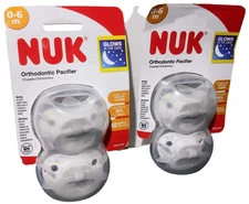 NUK Orthodontic Pacifier 0-6M Glow in the Dark 2 Pack New