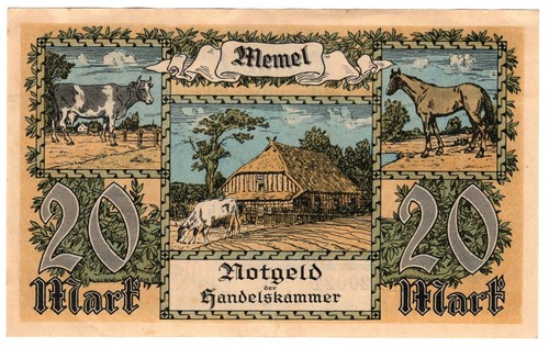 RADAR MEMEL 20 marcos (1922) s/n 120021 AU Klaipeda Lituania Alemania - Imagen 2 de 2