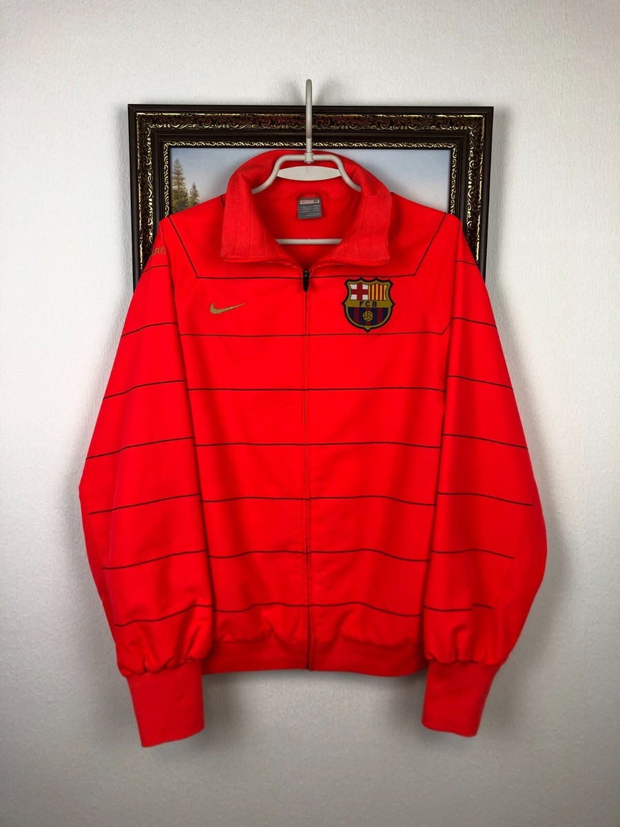 Vintage Nike FC Barcelona Football Jacket Orange Mens Soccer