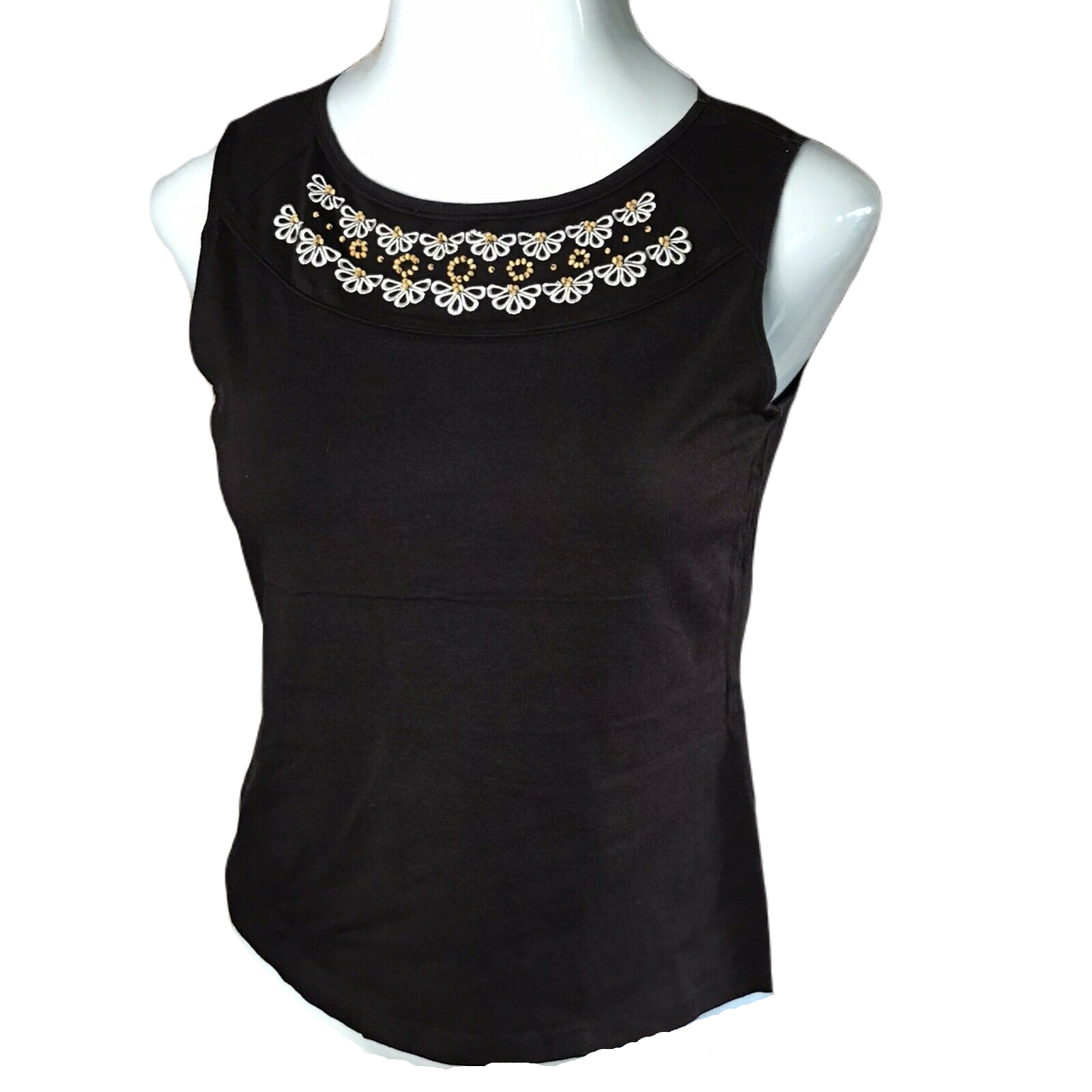 Covington Sleeveless Stretch Brown High Neck Blouse Size S