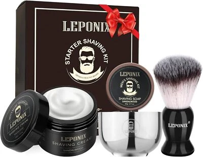 LEPONIX Shaving Kit Include Soap Brush Cream Bowl Men Aftershave Gift Set Him Boyfriend