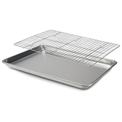 Baking Sheet Pan and Cooling Rack - Half Sheet 18'' x 13'' Aluminum Cookie Shee...