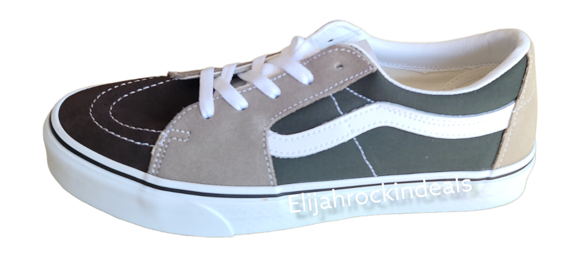 NEW MENS VANS SK8-LOW COLOR BLOCK BROWN MULTI SKATE SHOE