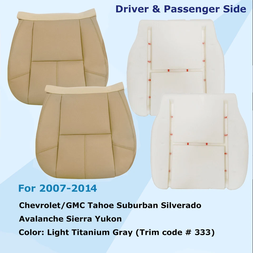 Cubierta de asiento y espuma inferior de cuero tostado para conductor/pasajero Chevy Silverado 2007-14 Foto 2 de 4