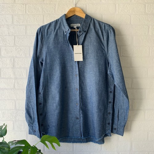 NEW SZ S side button detail shirt denim 