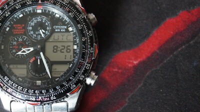 Citizen C300 E80044 World Time Chronograph UTC GMT Timer Stopwatch