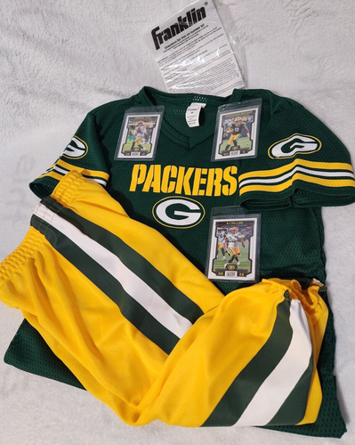 NFL Green Bay Packers Uniform Fan Set Youth Jersey Pants & Bonus Trading Cards! - 第 1/5 張圖片