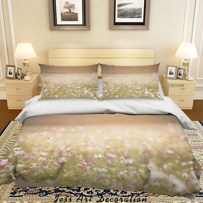 3D Flower Field Landscape Quilt Cover Set Bedding Sets Pillowcases Queen