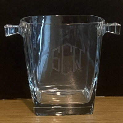 Glass Champagne Wine Ice Bucket Monogrammed S C W 5 3/4 