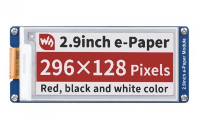 2.9inch E-Paper E-Ink Display Module (B), 296×128, Red / Black / White, SPI