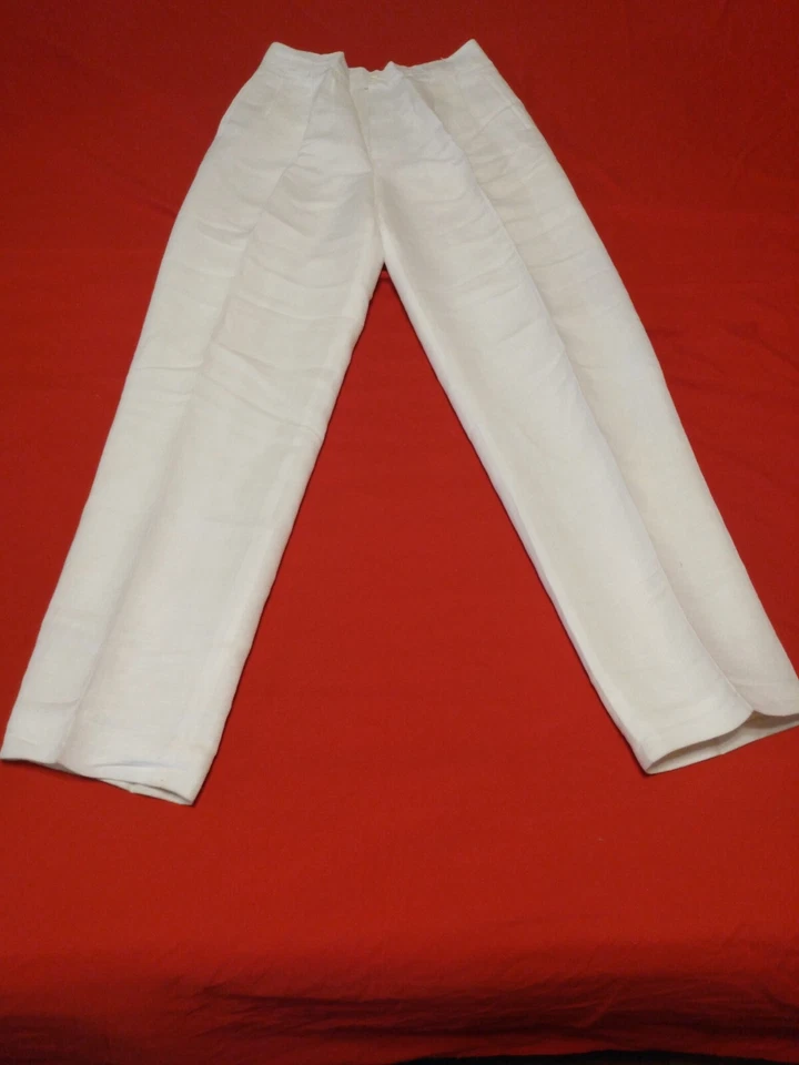 Giorgio Sant' Angelo белые льняные вискозные брюки полностью на подкладке с карманами размер 10 - Изображение 2 из 4