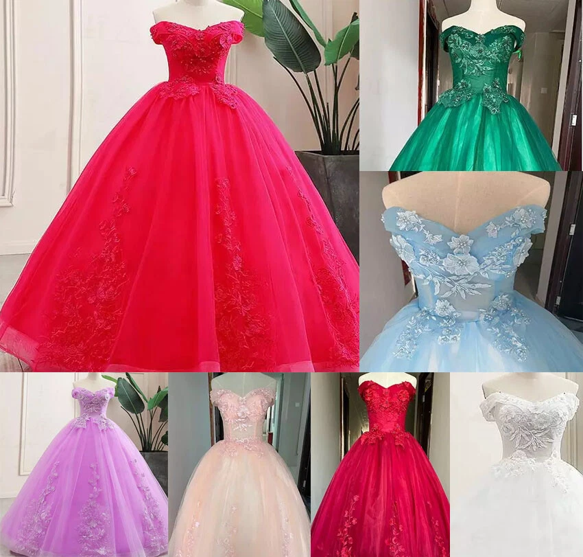 Plus Size Quinceanera Dress Colorful Off The Shoulder Party Classic Ball Gowns