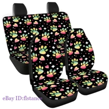 Animal Footprint Pattern Colored Dog Paw Front and Rear Seat Car Protective Cove