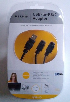 Belkin USB-to-PS/2 Adapter Connect PS/2 Mouse & Keyboard through USB NEW SEALED