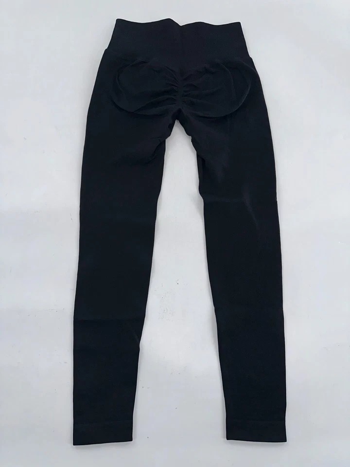 Pantalones legging sin marca para mujer XS negros de nailon liso spandex YGI J4-78 Foto 4 de 4