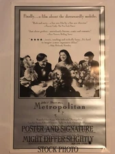 Original 1990 "Metropolitan" Theatrical Poster SIGNED by Whit Stillman