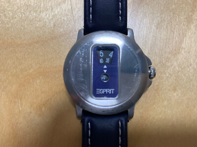 Exc Cond** Vintage Esprit Jump Hour Quartz Blue Dial 1607 Watch 