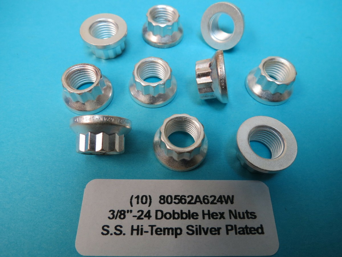3/8-24 Double Hex 12 Point Hi-Temp SS Silver Plated Aerospace