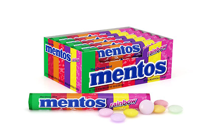 Mentos Chewy Mint Candy Roll Rainbow Non Melting Party 14 Pieces Bulk Pack of 15