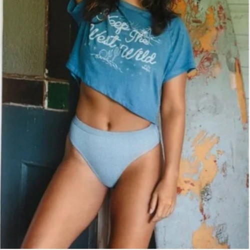 Billabong Bikini Set Sz L Ditsy Dreamin Top and Down With Denim High Maui Bottom - Picture 15 of 23