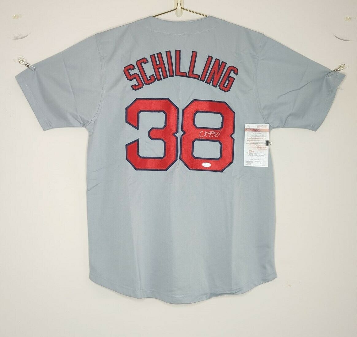 CURT SCHILLING SIGNED AUTO BOSTON RED SOX GREY JERSEY JSA