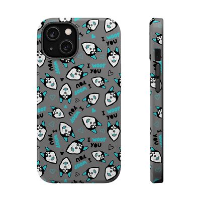 Teal Siberian Husky I Woof You All Over MagSafe Tough Cases