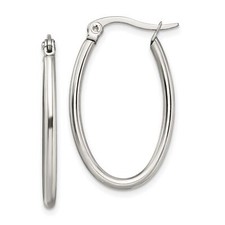 Stainless Steel 18mm Diameter Oval Hoop Earrings